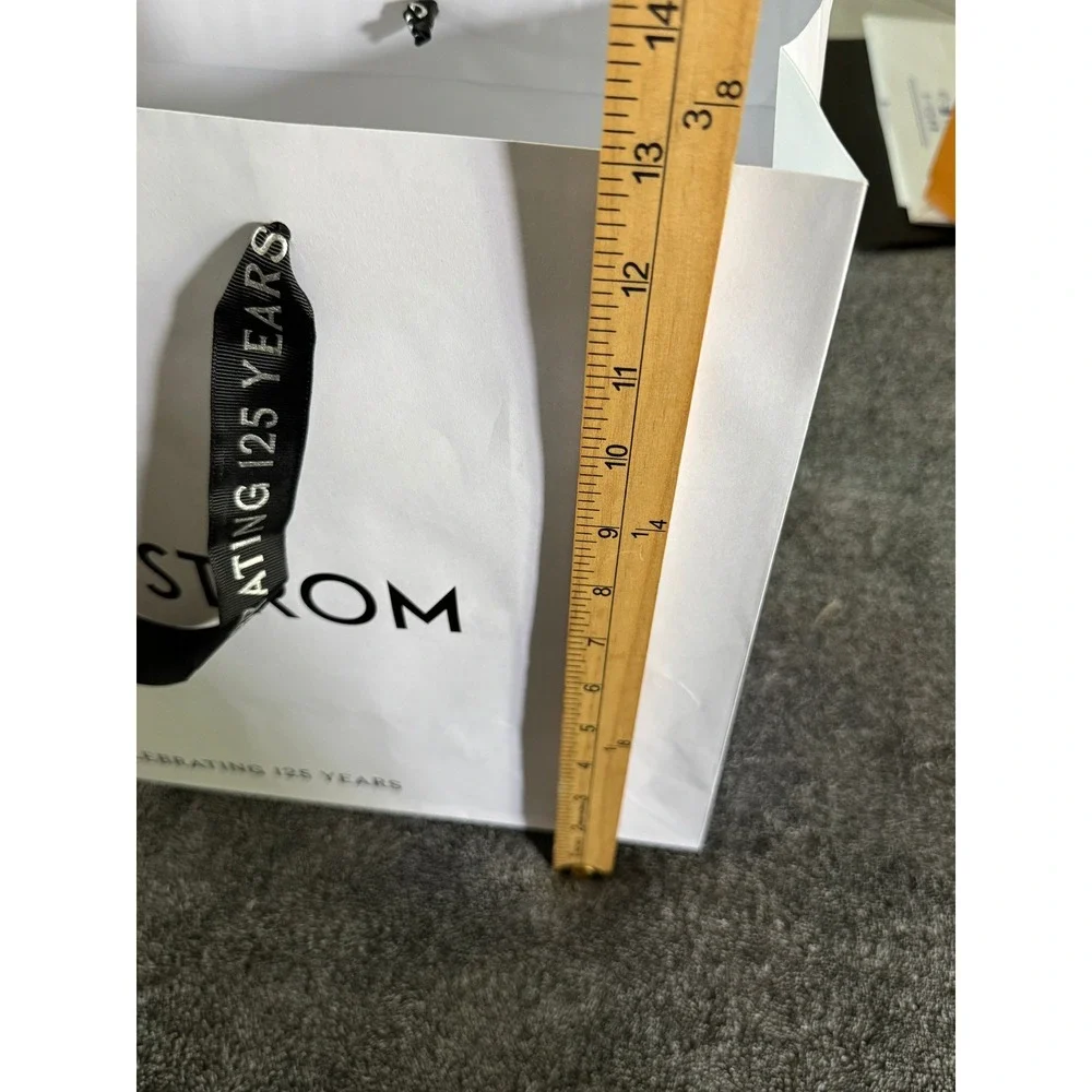 Nordstrom 125 Yr Anniversary Lg White Paper Shopping Bag Ribbon Handles16x12x6